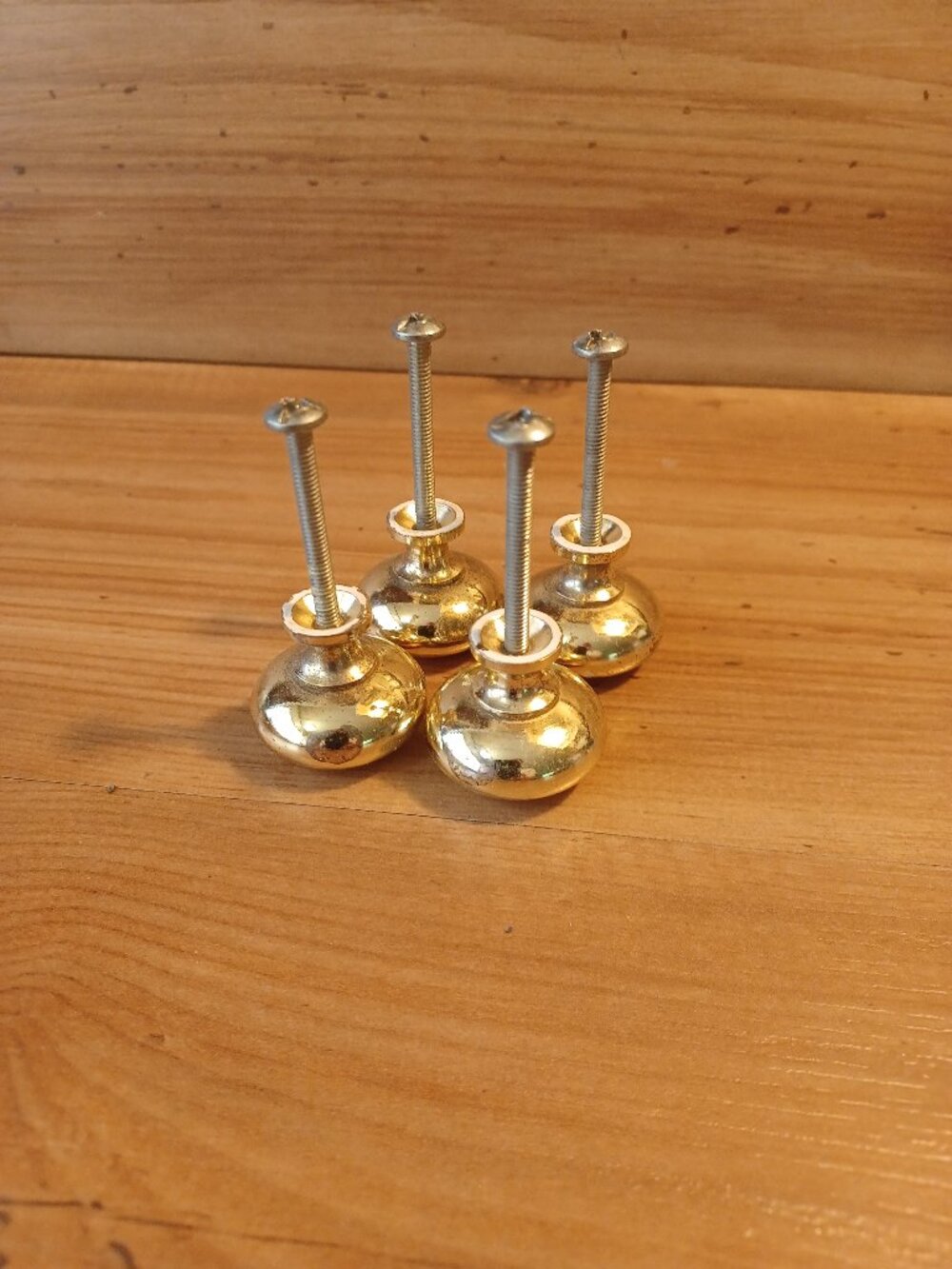 Vintage Polished Brass Cabinet Or Furniture Drawer Pull Knob Lot Of 4